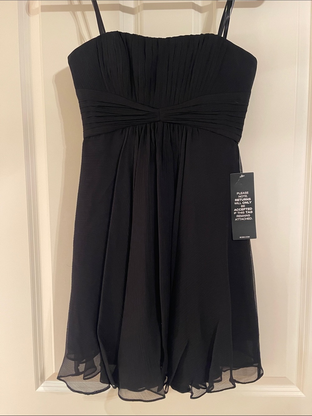 Black Strapless Chiffon Cocktail Dress